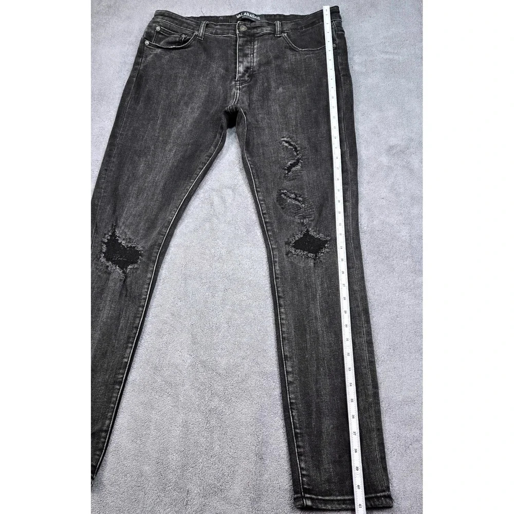 Valabasas Skinny Jeans Mens 36 Black Excellent Distressed Ripped Button Fly